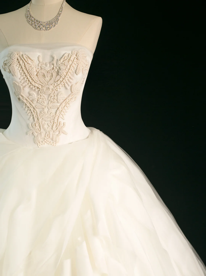 Elegantes Brautkleid Ballkleid Trägerlos Ärmellos Elfenbein Sommer Lange Brautkleider Brautkleid Brautkleider DH353