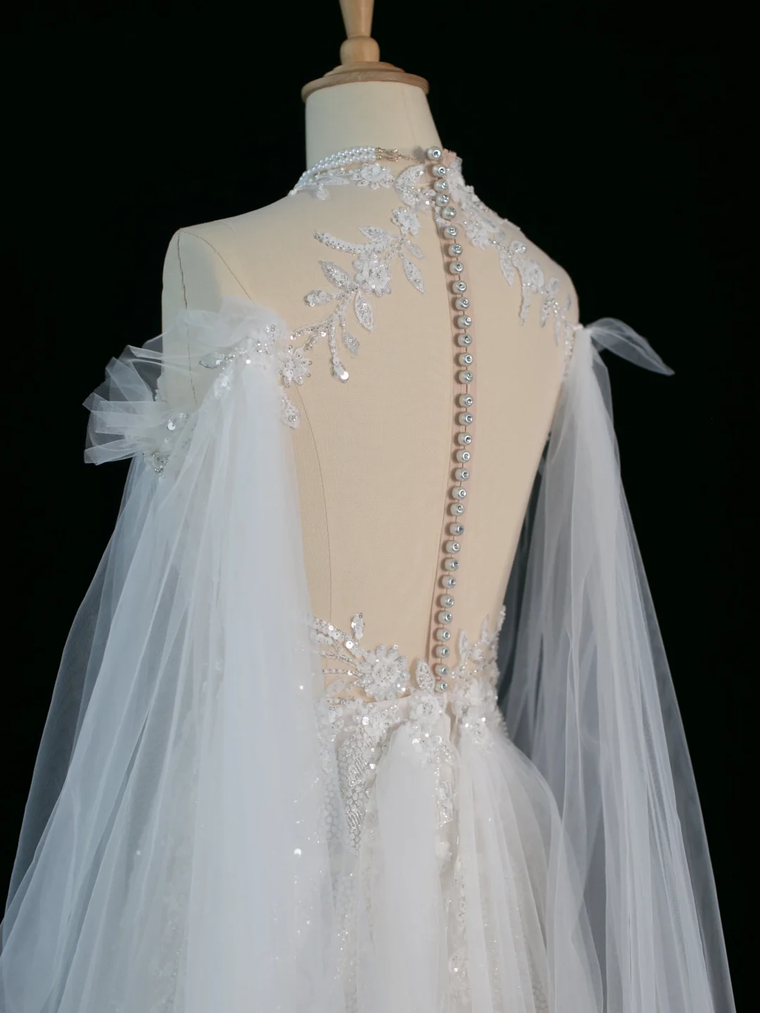 Hübsches Hochzeitskleid A-Linie Rundhalsausschnitt Lange Ärmel Tüll Spitze Vintage Brautkleider Brautkleider Brautkleid DH366