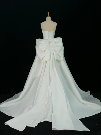 Robe de mariée élégante, robe de bal, décolleté en cœur, sans manches, en satin blanc, longue, pour l'été, DH376