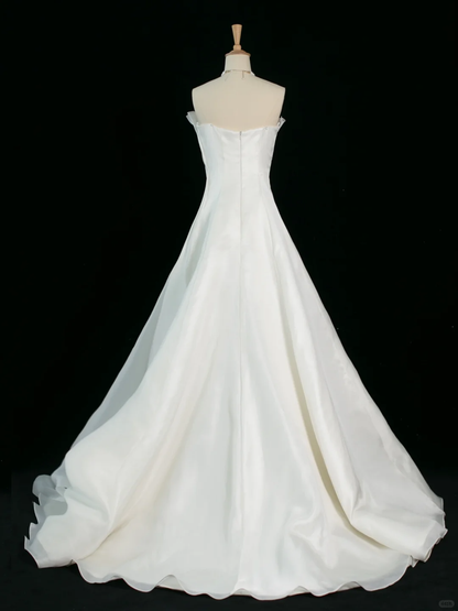 Elegantes Brautkleid Ballkleid Trägerlos Ärmellos Weiß Sommer Lange Brautkleider Brautkleid Brautkleider DH380