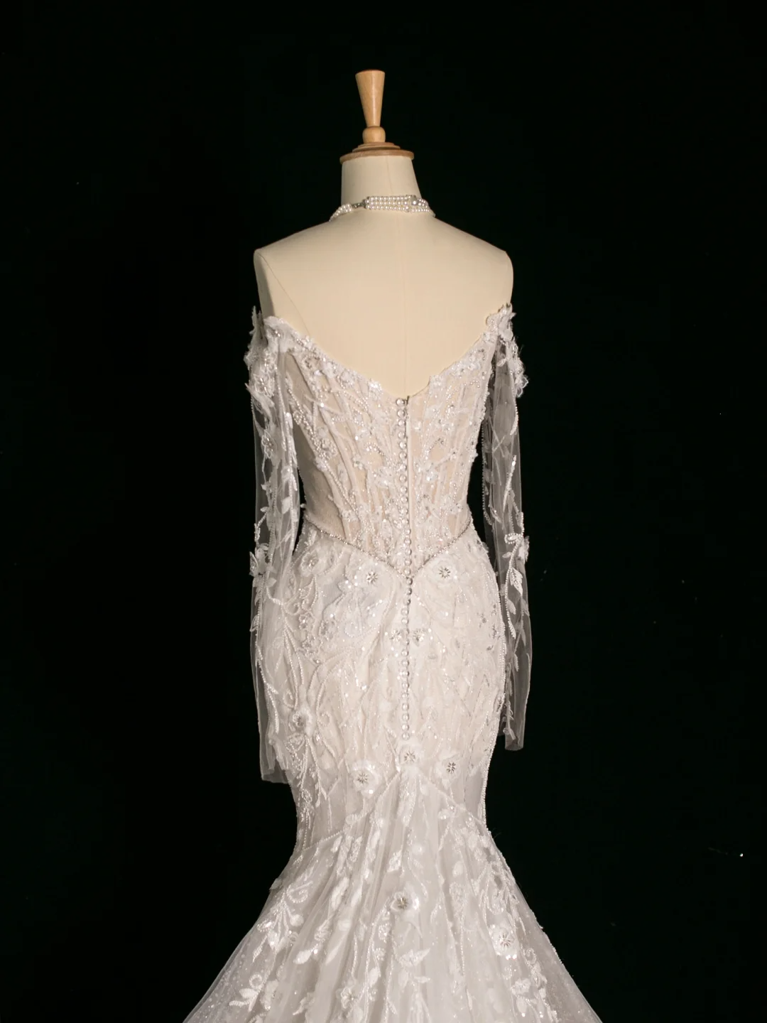 Chic Wedding Dress Mermaid Off The Shoulder White Long Sleeves Lace Long Vintage Wedding Dresses Bridal Gowns Brides Gown DH387
