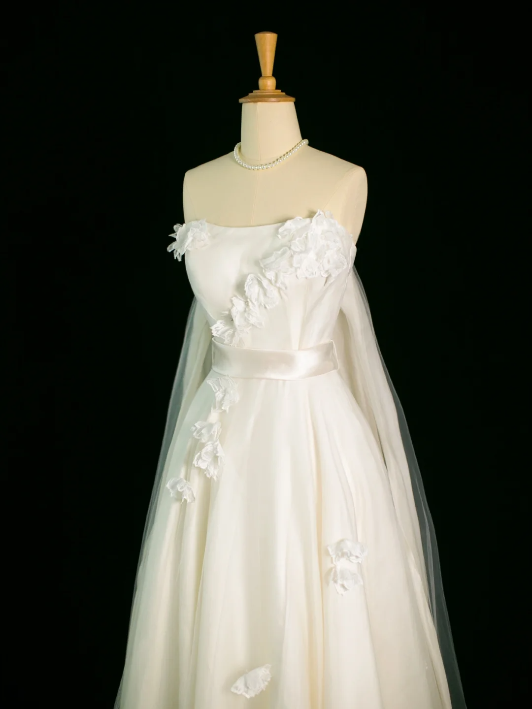 Jolie robe de mariée trapèze bustier en tulle blanc, longue, style vintage, DH389