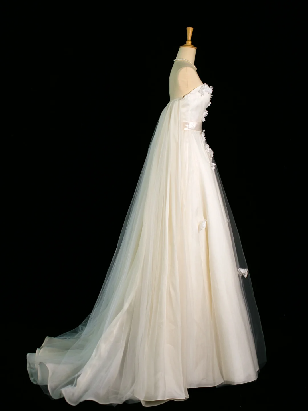 Jolie robe de mariée trapèze bustier en tulle blanc, longue, style vintage, DH389