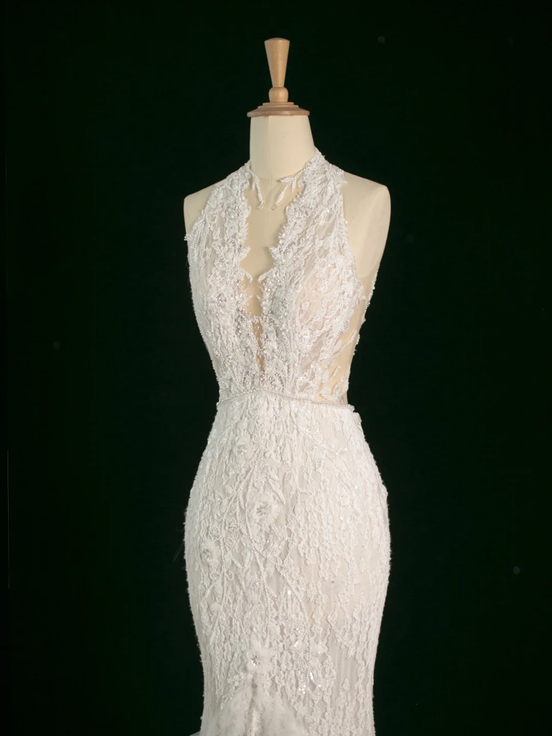 Hübsches Hochzeitskleid Meerjungfrau V-Ausschnitt Ärmellose Spitze Lange Vintage Brautkleider Brautkleider Bräute Kleid DH391