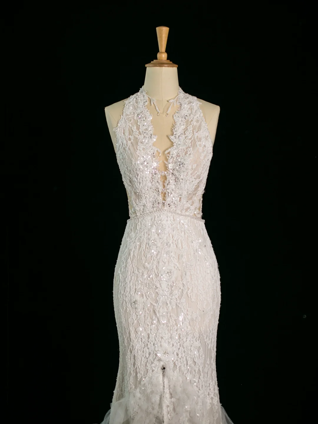 Hübsches Hochzeitskleid Meerjungfrau V-Ausschnitt Ärmellose Spitze Lange Vintage Brautkleider Brautkleider Bräute Kleid DH391