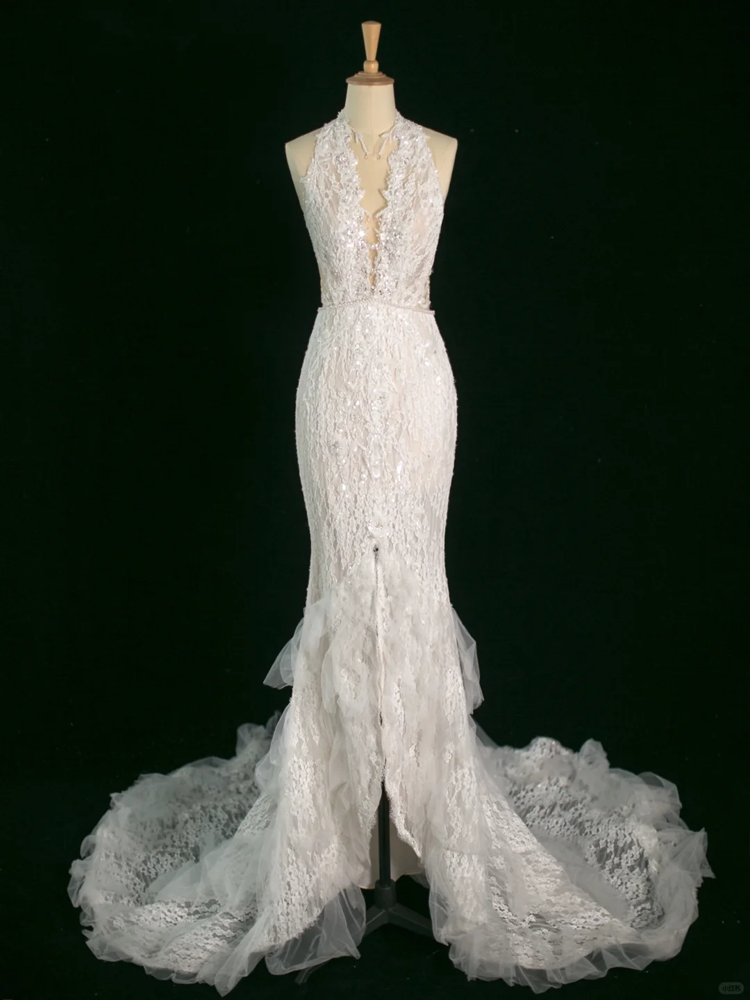 Hübsches Hochzeitskleid Meerjungfrau V-Ausschnitt Ärmellose Spitze Lange Vintage Brautkleider Brautkleider Bräute Kleid DH391
