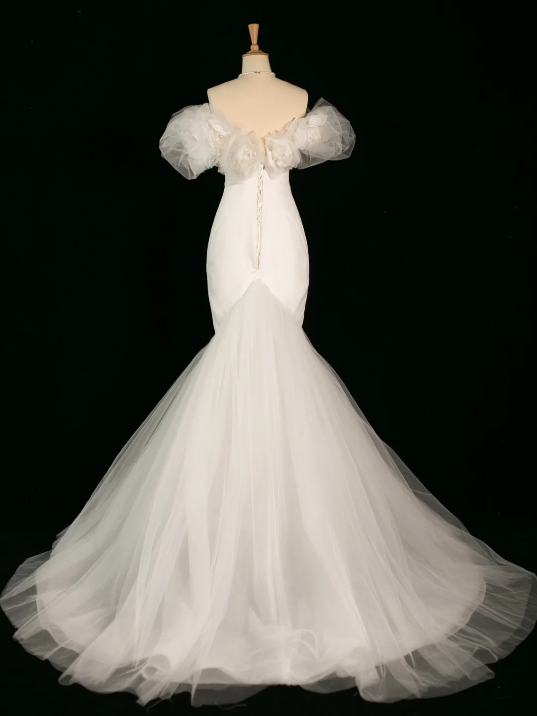 Hübsches Brautkleid Meerjungfrau aus der Schulter kurze Ärmel Tüll lange Vintage Brautkleider Brautkleider Brautkleid DH392