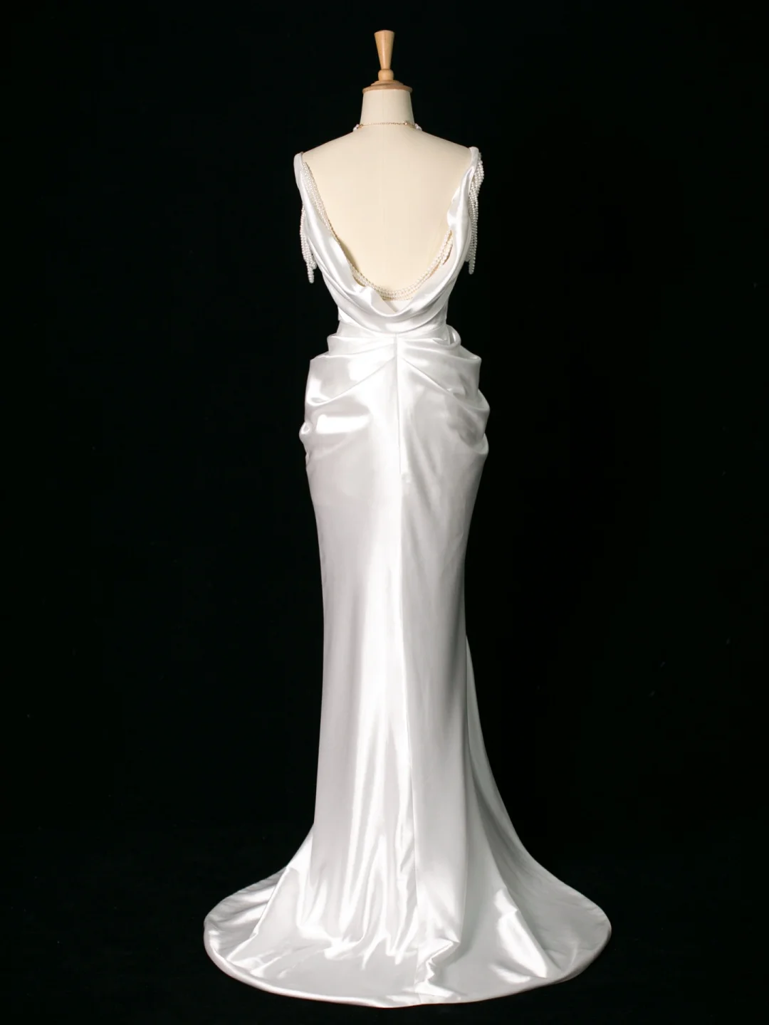 Chic Wedding Dress Mermaid Straps White Satin Sleeveless Long Vintage Wedding Dresses Bridal Gowns Brides Dress DH395