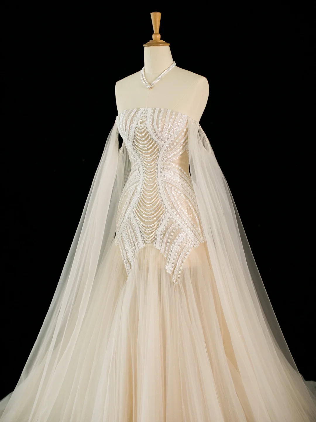 Hübsches Brautkleid Meerjungfrau aus der Schulter mit langen Ärmeln Tüll lange Vintage Brautkleider Brautkleider Brautkleid DH396