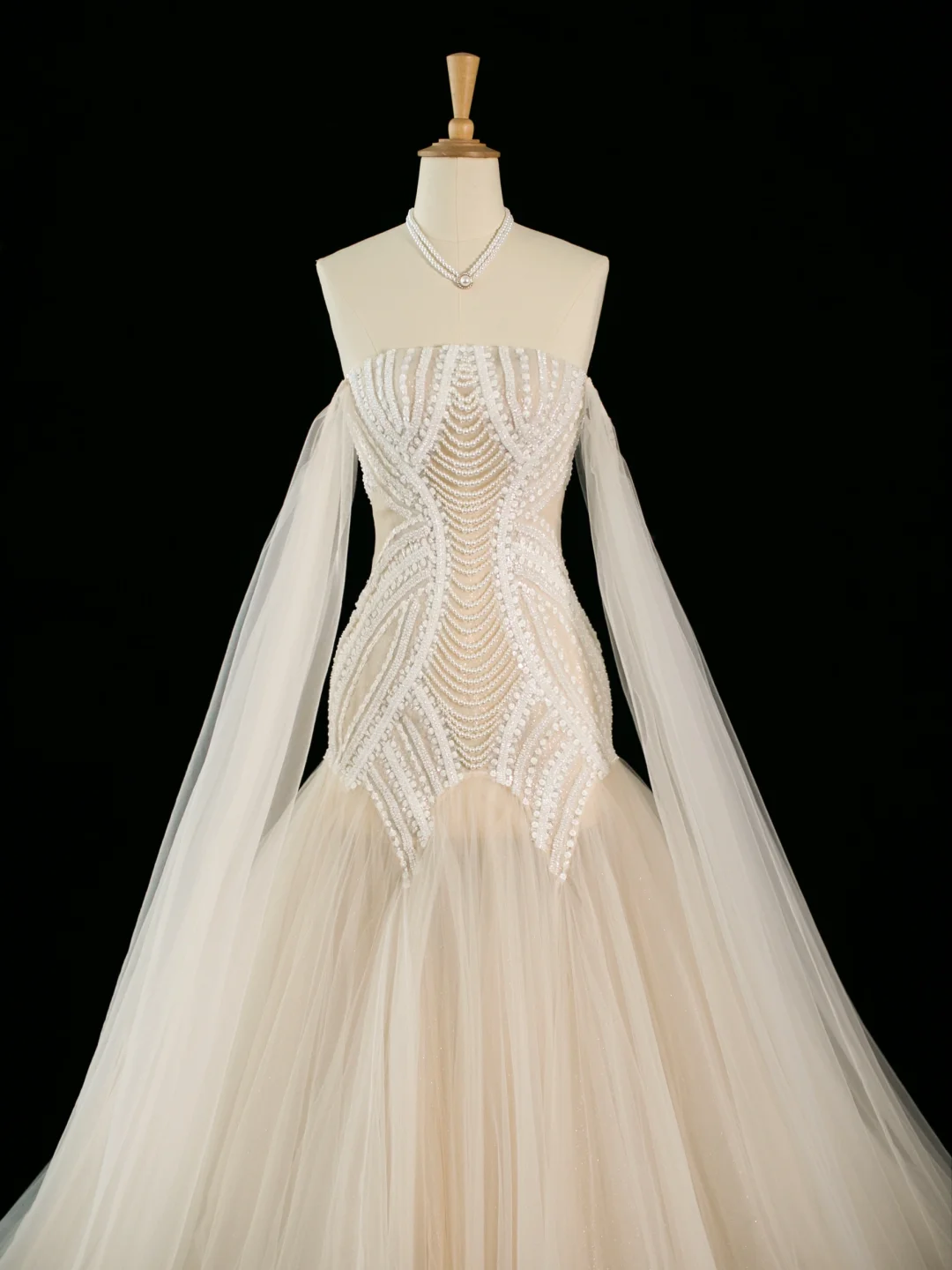 Hübsches Brautkleid Meerjungfrau aus der Schulter mit langen Ärmeln Tüll lange Vintage Brautkleider Brautkleider Brautkleid DH396