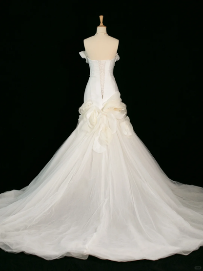 Pretty Wedding Dress Mermaid Sweetheart White Tulle Long Vintage Wedding Dresses Bridal Gowns Brides Gown DH400