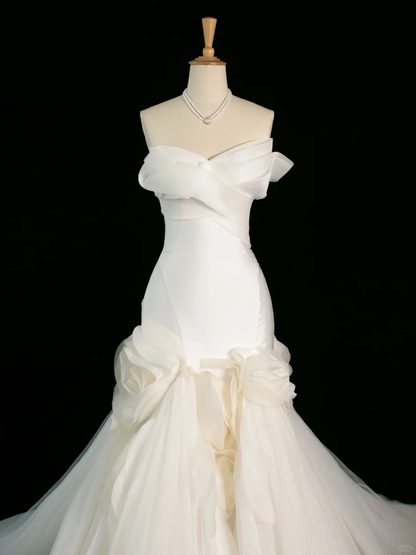 Pretty Wedding Dress Mermaid Sweetheart White Tulle Long Vintage Wedding Dresses Bridal Gowns Brides Gown DH400