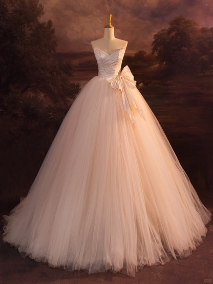 Robe de mariée élégante, robe de bal, décolleté en cœur, sans manches, en tulle, longue, DH408