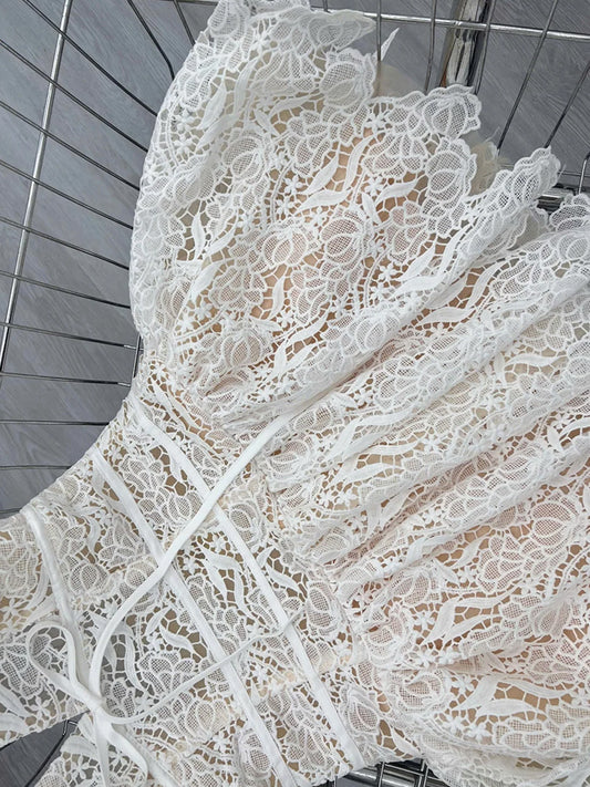 Pretty A line Halter White Lace Short Formal 8th Grade Homecoming Dresses Summer Middle School Hoco Dress Homecoming Outfits DH425