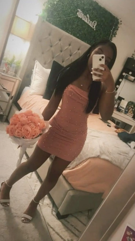 Pretty Sheath Spaghetti Straps Pink Sleeveless Short Formal 8th Grade Homecoming Dresses Summer Middle School Hoco Dress Homecoming Outfits DH511