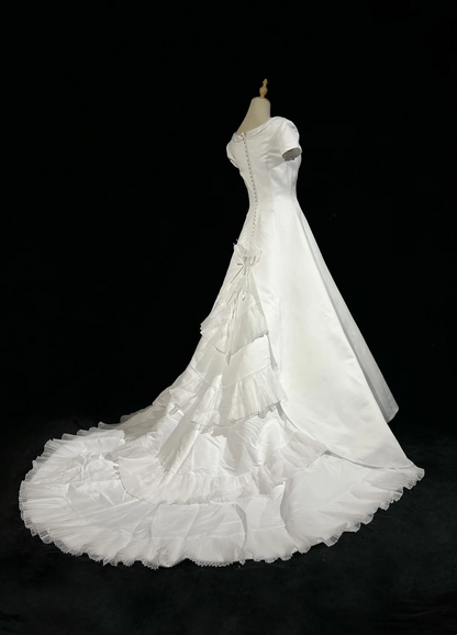 Vintage Wedding Dress 1950s 1940s Ball Gown Square Neck Lace White Long Wedding Dresses Bridal Gowns Brides Gown DH528