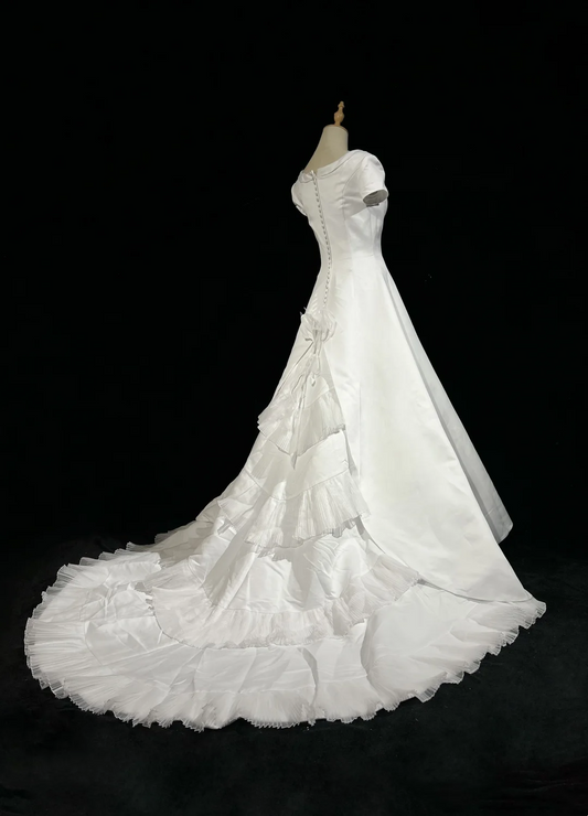 Vintage Wedding Dress 1950s 1940s Ball Gown Square Neck Lace White Long Wedding Dresses Bridal Gowns Brides Gown DH528