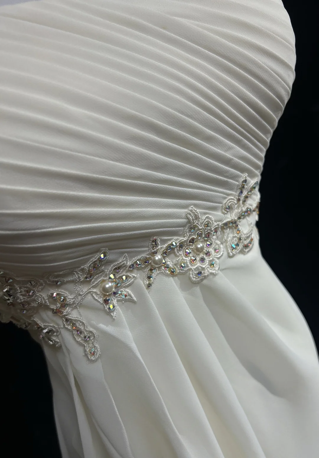 Robe de mariée vintage trapèze sans bretelles en mousseline de soie blanche, longue, sans manches, robe de plage, robe de mariée avec perles, DH540