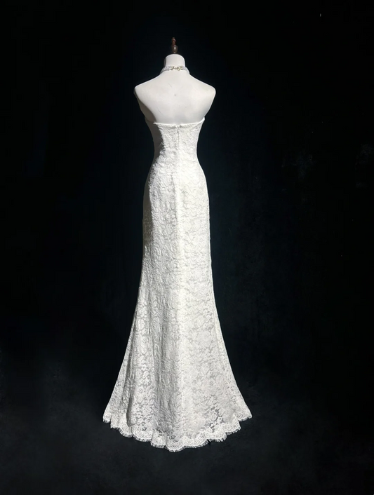 Vintage Wedding Dress 1950s 1940s Mermaid Strapless Lace White Long Wedding Dresses Bridal Gowns Brides Gown DH543