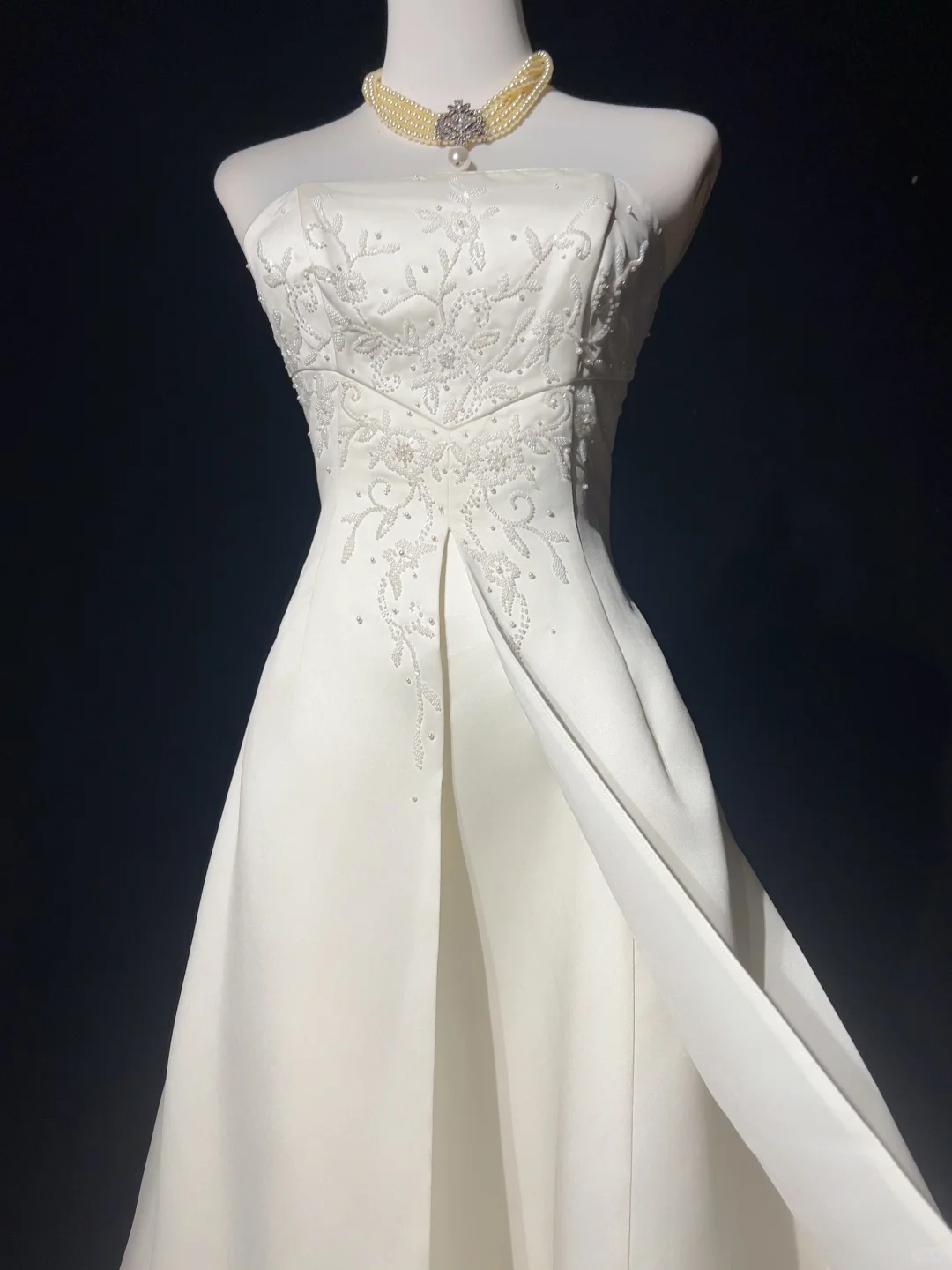 Retro Wedding Dress 1950s 1940s Ball Gown Strapless Satin Lace White Long Wedding Dresses Bridal Gowns Brides Gown DH550