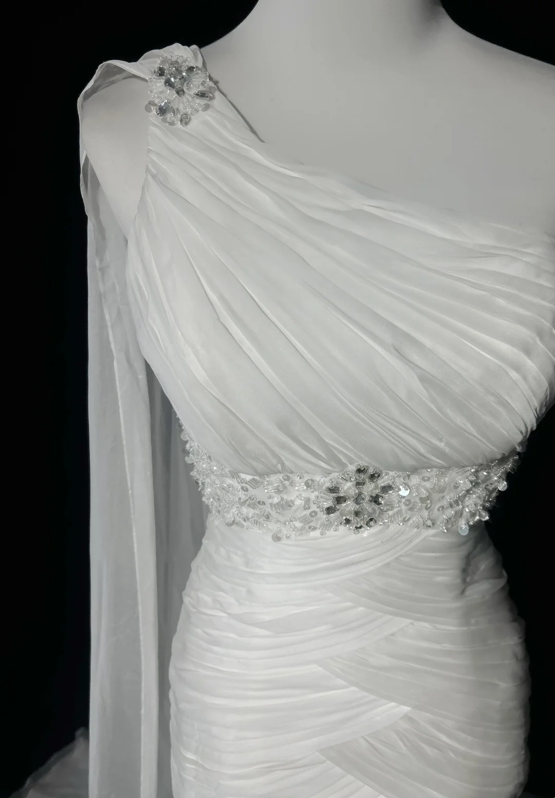 Retro-Brautkleid 1950er 1940er Meerjungfrau One-Shoulder-Chiffon-weißes langes Brautkleid Brautkleider Brautkleid DH554