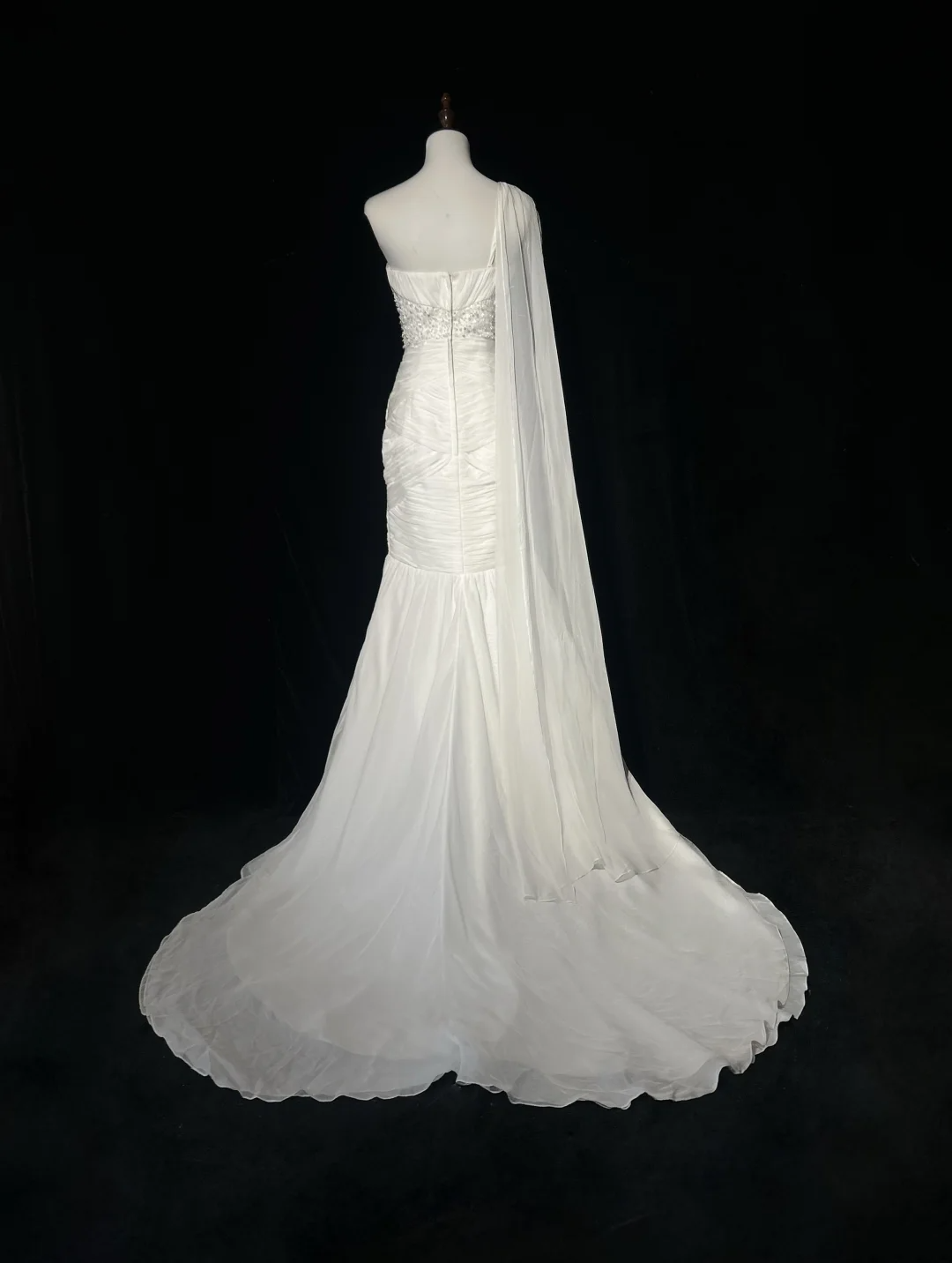 Retro-Brautkleid 1950er 1940er Meerjungfrau One-Shoulder-Chiffon-weißes langes Brautkleid Brautkleider Brautkleid DH554
