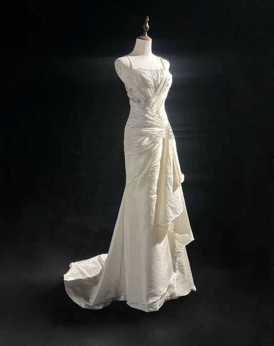 Retro-Brautkleid 1950er 1940er Meerjungfrau Spaghettiträger Lange Brautkleider Brautkleider Brautkleid DH556