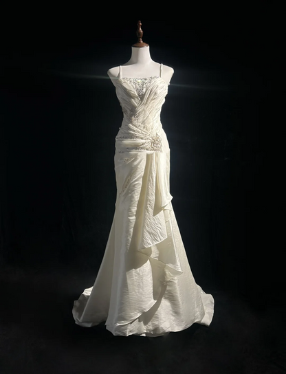 Retro-Brautkleid 1950er 1940er Meerjungfrau Spaghettiträger Lange Brautkleider Brautkleider Brautkleid DH556