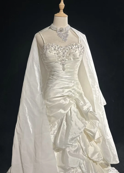 Retro-Brautkleid 1950er 1940er Meerjungfrau Spaghettiträger Taft Lange Brautkleider Brautkleider Brautkleid DH558