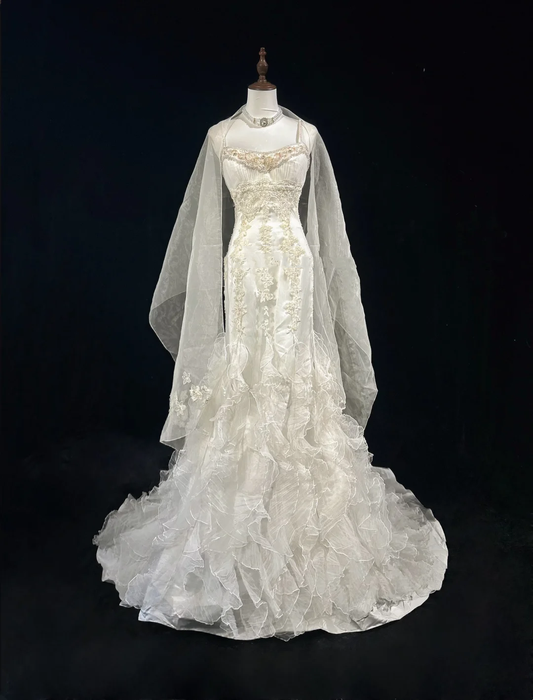 Retro-Brautkleid 1950er 1940er Meerjungfrau Spaghettiträger Tüll Lange Brautkleider Brautkleider Elegantes Brautkleid DH561
