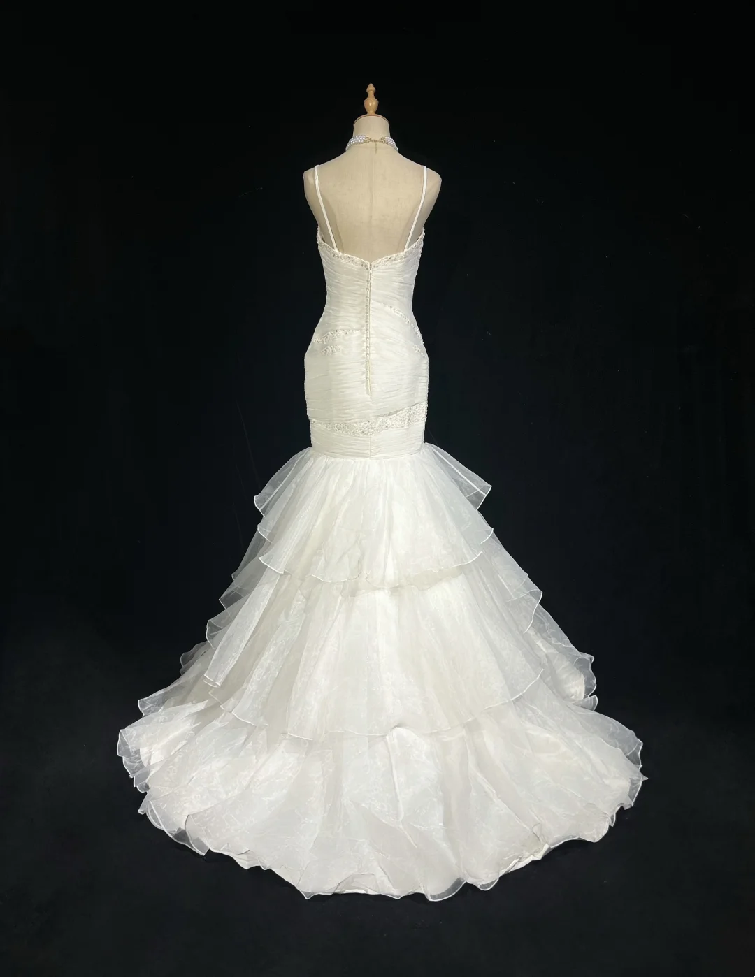 Retro-Brautkleid 1950er 1940er Meerjungfrau Spaghettiträger Weißer Tüll Lange Brautkleider Brautkleider Elegantes Brautkleid DH573