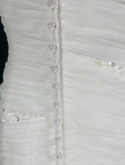 Retro-Brautkleid 1950er 1940er Meerjungfrau Spaghettiträger Weißer Tüll Lange Brautkleider Brautkleider Elegantes Brautkleid DH573