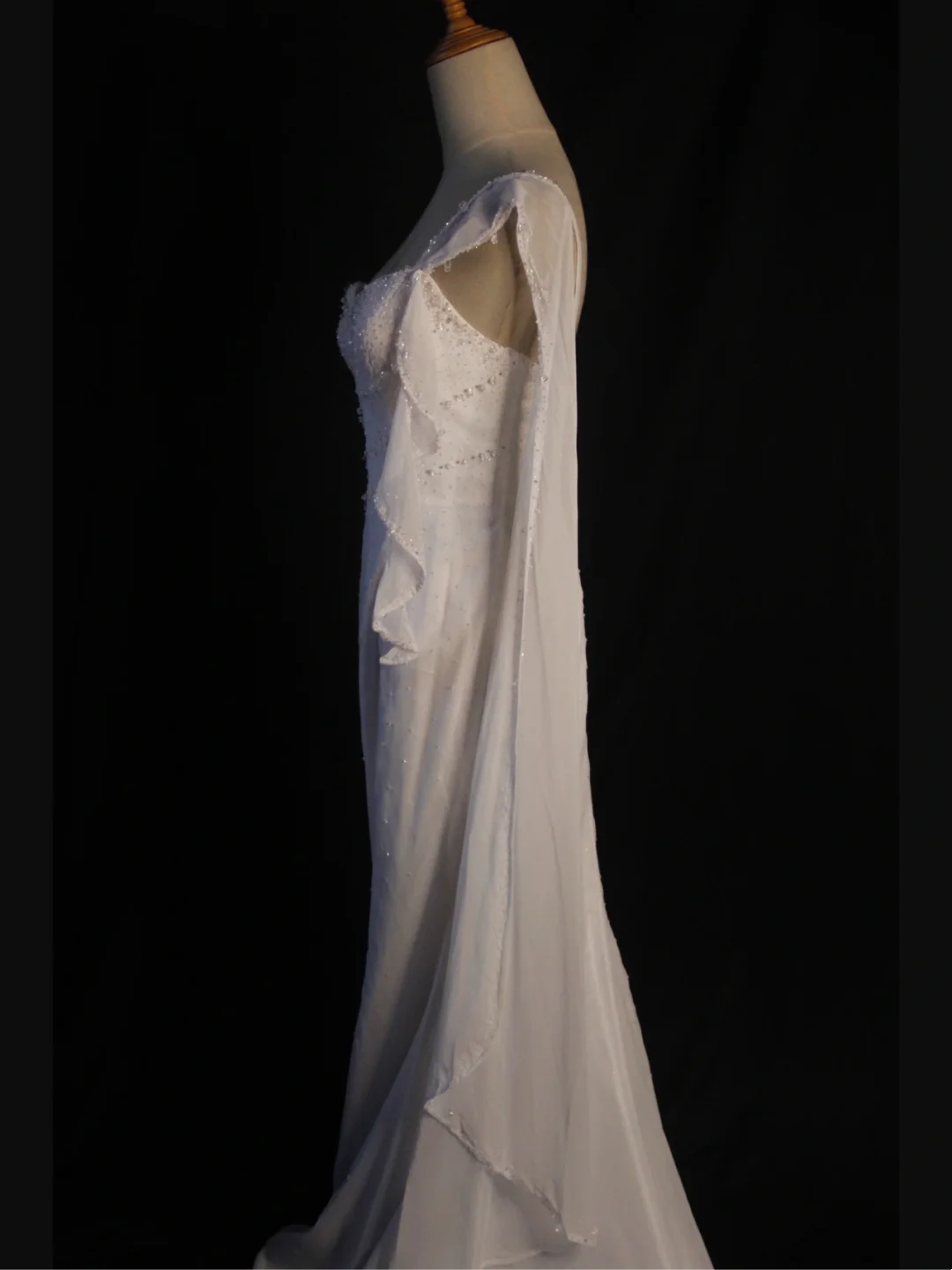 Retro-Brautkleid 1950er 1940er Meerjungfrau One-Shoulder-Chiffon-weißes langes Brautkleid Brautkleider Brautkleid DH574