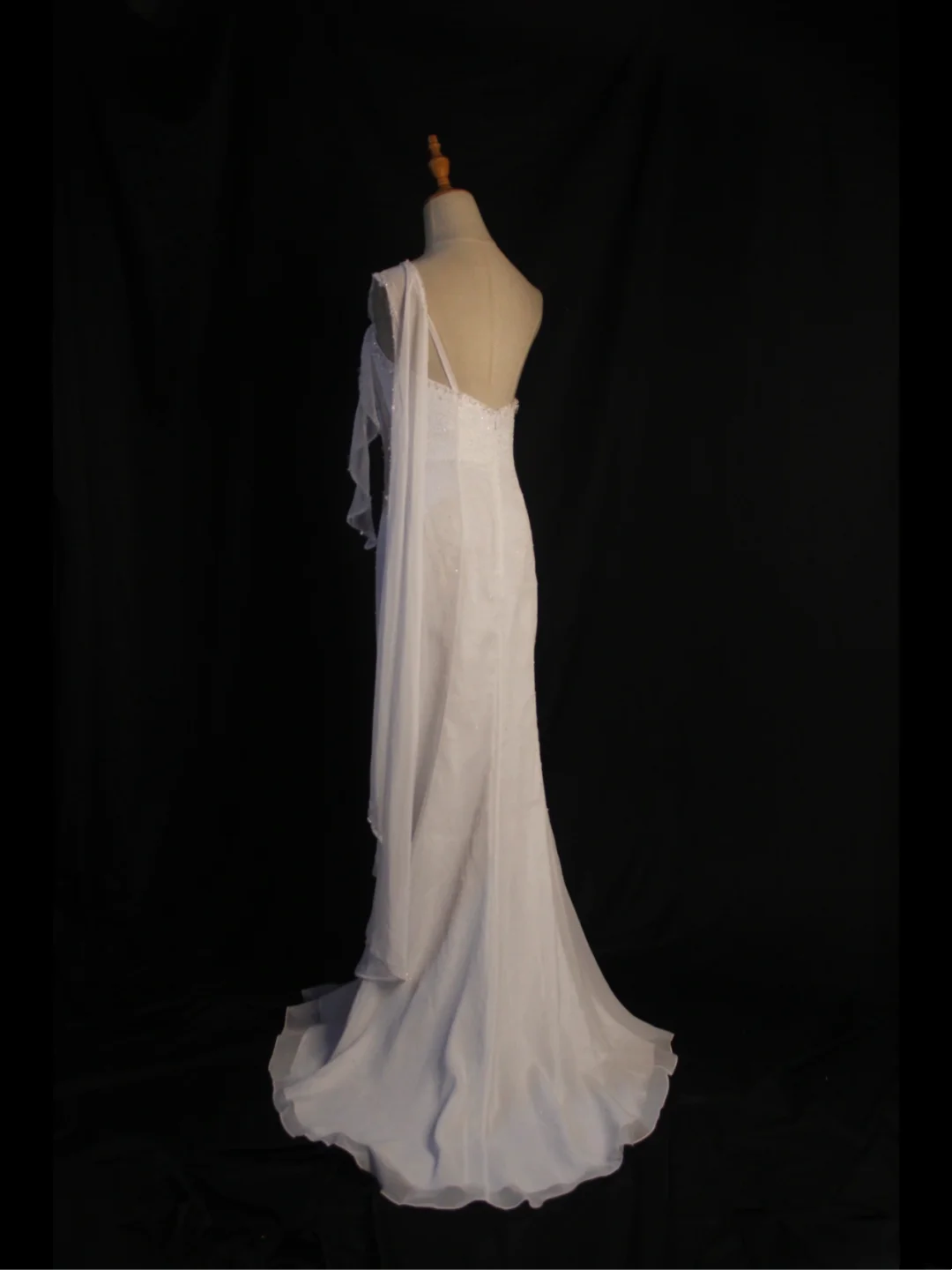 Retro-Brautkleid 1950er 1940er Meerjungfrau One-Shoulder-Chiffon-weißes langes Brautkleid Brautkleider Brautkleid DH574