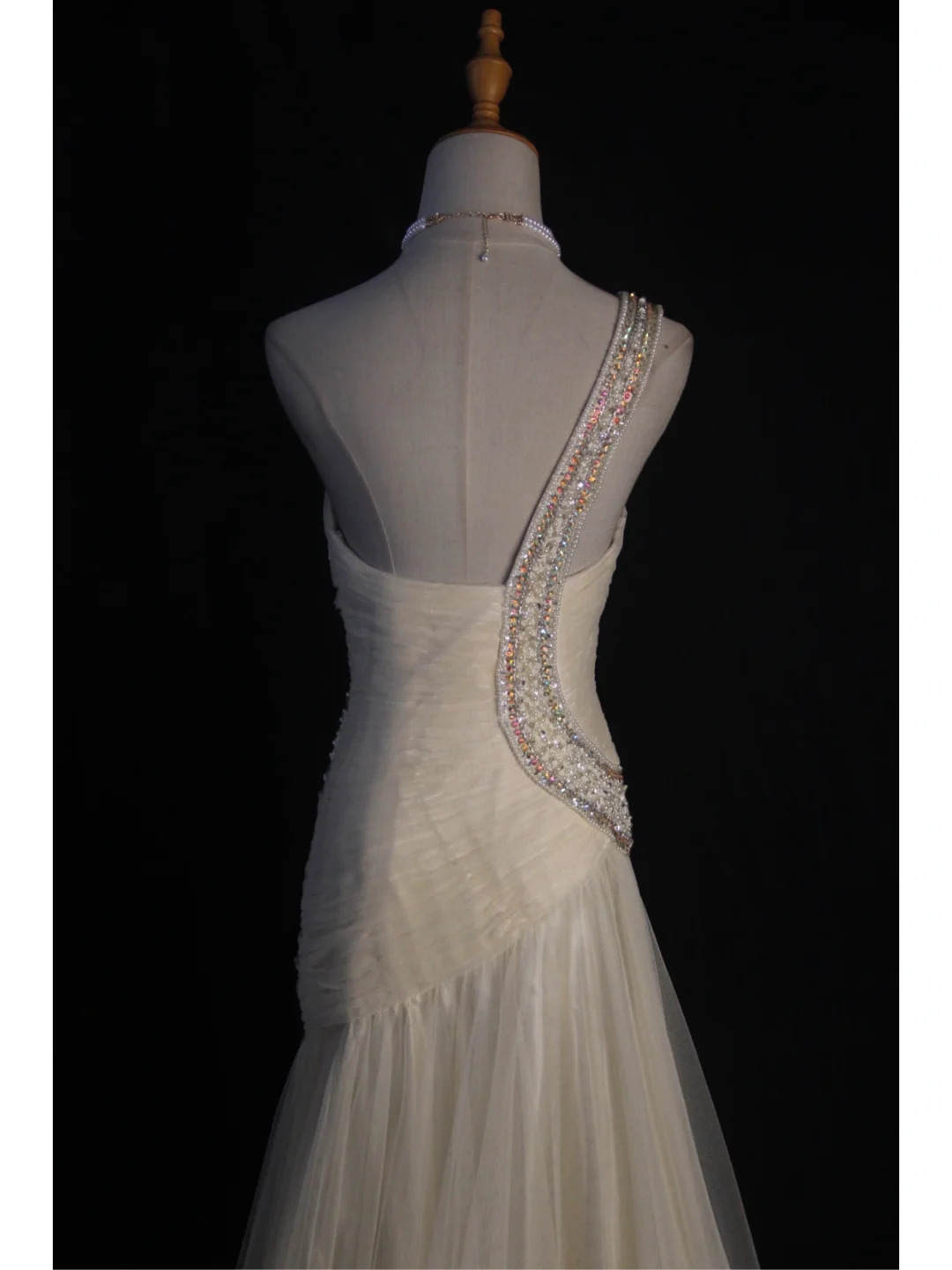 Retro-Brautkleid 1950er 1940er Meerjungfrau One-Shoulder-Weiß-Tüll Lange Brautkleider Brautkleider Elegante Bräute Kleid DH576