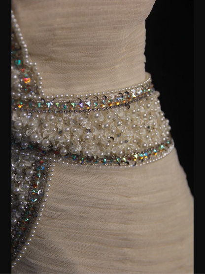 Retro-Brautkleid 1950er 1940er Meerjungfrau One-Shoulder-Weiß-Tüll Lange Brautkleider Brautkleider Elegante Bräute Kleid DH576