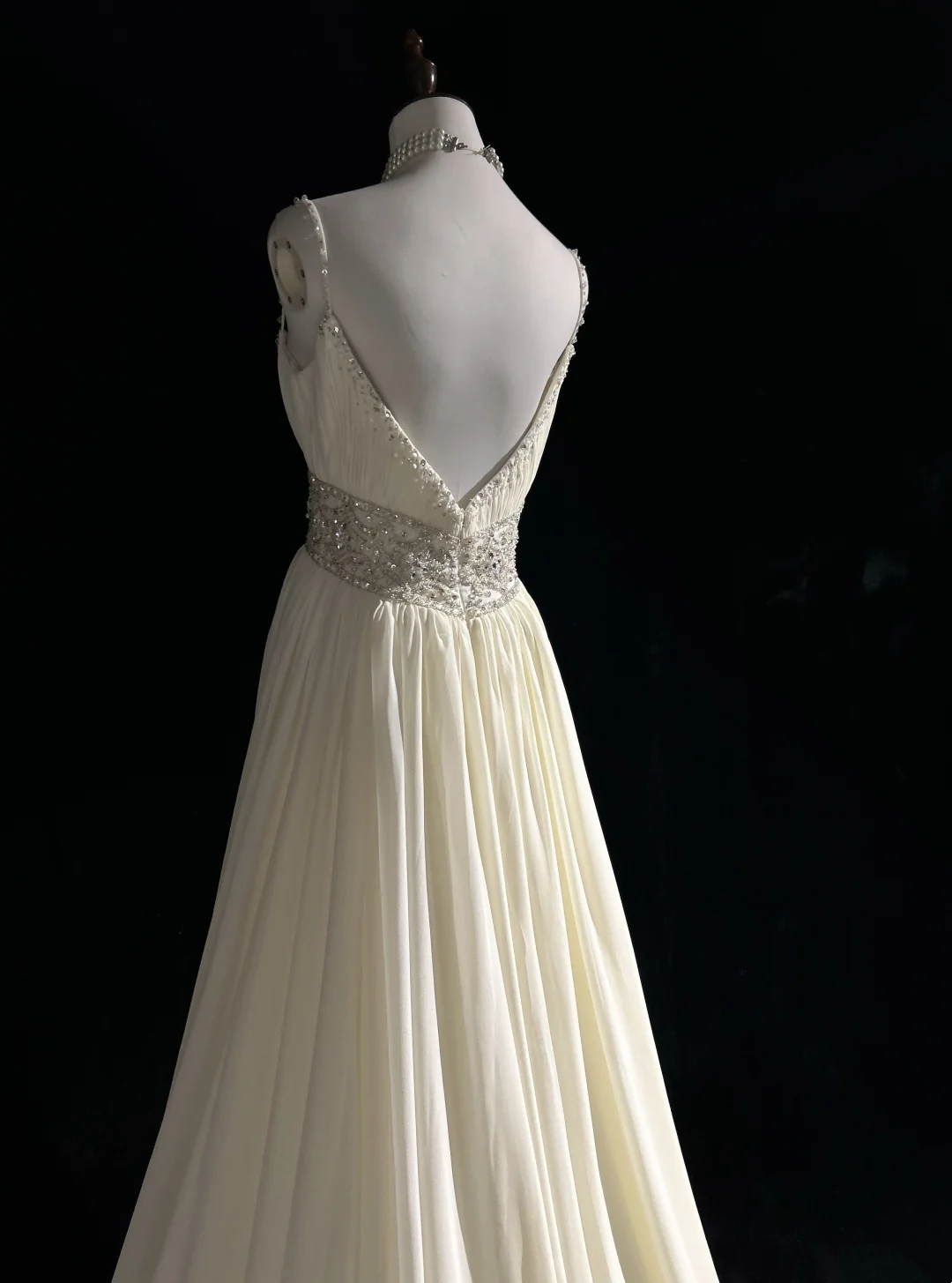 Robe de mariée vintage des années 1960, coupe trapèze, bretelles spaghetti, mousseline blanche, longue, élégante, DH652
