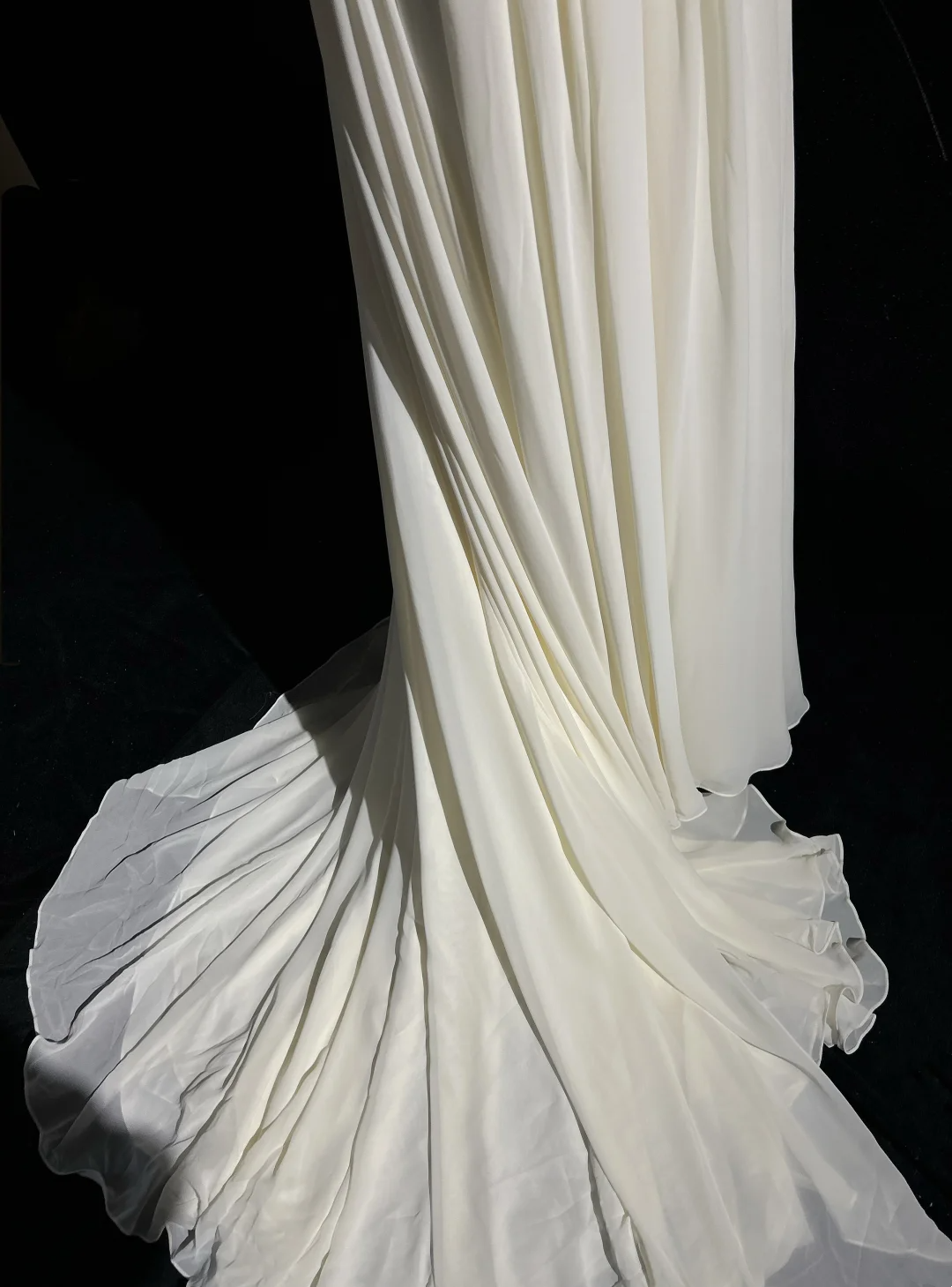 Robe de mariée vintage des années 1960, coupe trapèze, bretelles spaghetti, mousseline blanche, longue, élégante, DH652