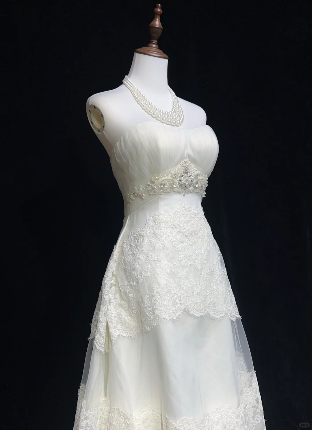 Robe de mariée vintage des années 1960, coupe trapèze, sans bretelles, en tulle et dentelle, longue, blanche, élégante, DH662
