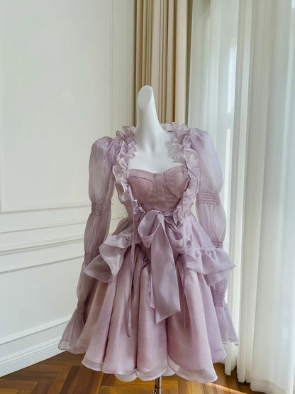 Fancy Short Hoco Dresses A line Straps Lilac Mini Blue Formal 8th Grade Homecoming Dresses Summer Middle School Homecoming Outfits DH73
