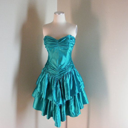 Vintage Sweetheart A line Blue Satin Formal 8th Grade Homecoming Dresses Summer Middle School Hoco Dress Homecoming Outfits DH834