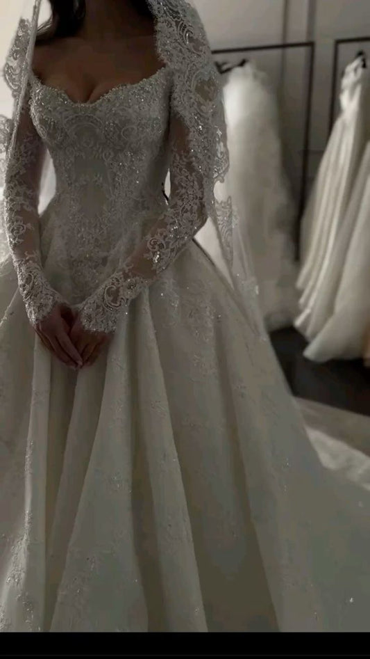 Ethereal Wedding Dress Ball Gown Off The Shoulder Tulle Lace White Wedding Dresses Bridal Gowns DH854