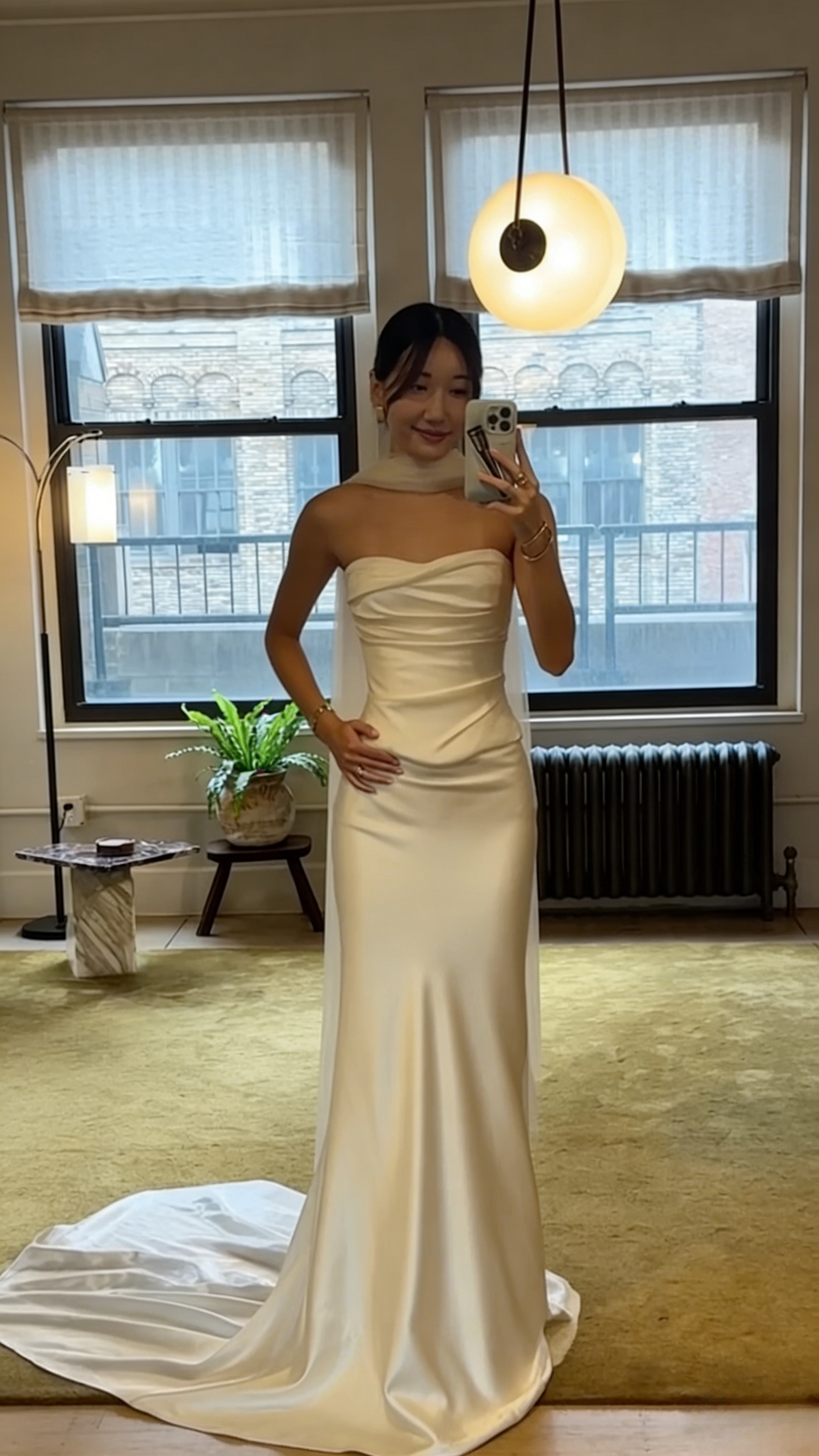 Ethereal Wedding Dress Sheath Strapless Satin Long Ivory Wedding Dresses Bridal Gowns DH863