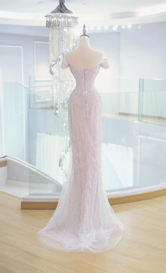 Elegant Mermaid Off The Shoulder Sequin Prom Dresses Party Dress Summer 20th Birthday Outfits 18th Birthday Dresses DH883