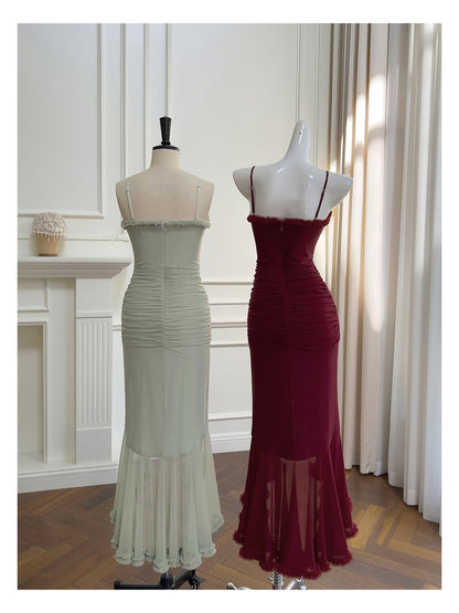 Elegante High Low Spaghettiträger Ärmellose Lange Abendkleider Partykleider Abendkleider Ballkleid DH90