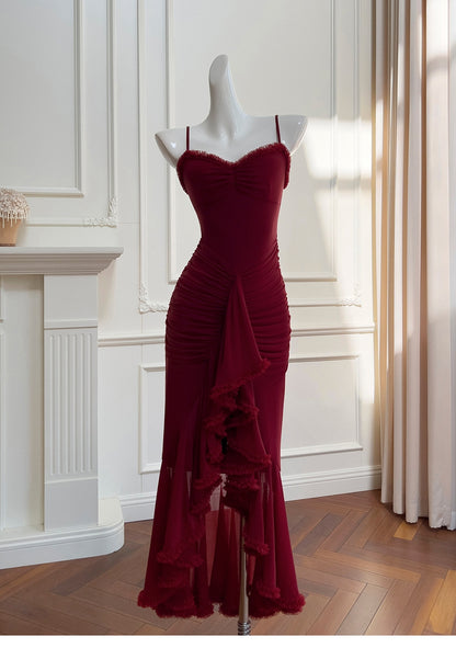 Elegante High Low Spaghettiträger Ärmellose Lange Abendkleider Partykleider Abendkleider Ballkleid DH90