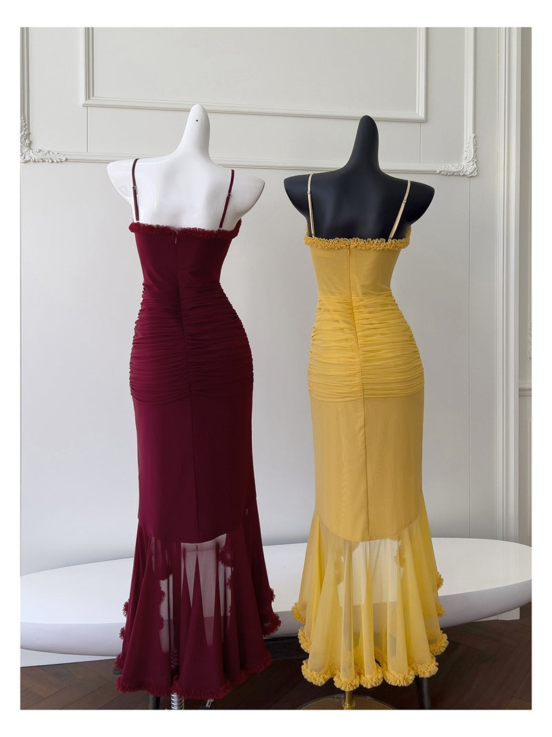 Elegante High Low Spaghettiträger Ärmellose Lange Abendkleider Partykleider Abendkleider Ballkleid DH90