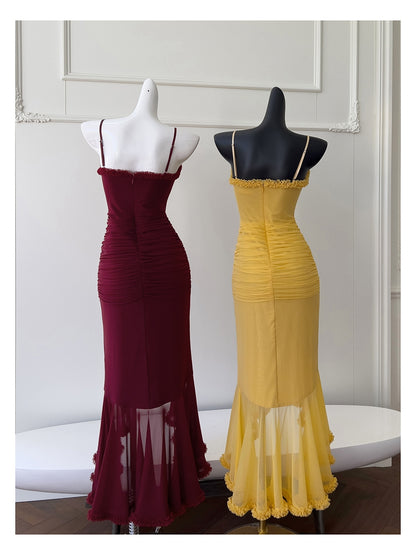 Elegante High Low Spaghettiträger Ärmellose Lange Abendkleider Partykleider Abendkleider Ballkleid DH90