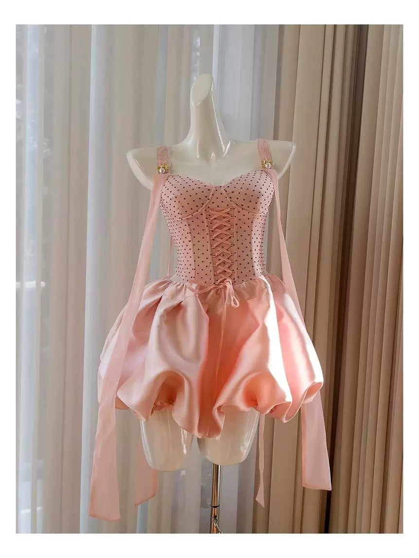 Cute A line Sweetheart Neck Short Pink Satin Formal 8th Grade Homecoming Dresses Summer Middle School Hoco Dress Homecoming Outfits DH94