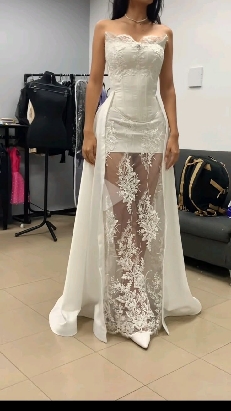 Prinzessin Brautkleid Etuikleid Herzausschnitt Ärmellos Spitze Weiß Brautkleider Hübsche Brautkleider DH955